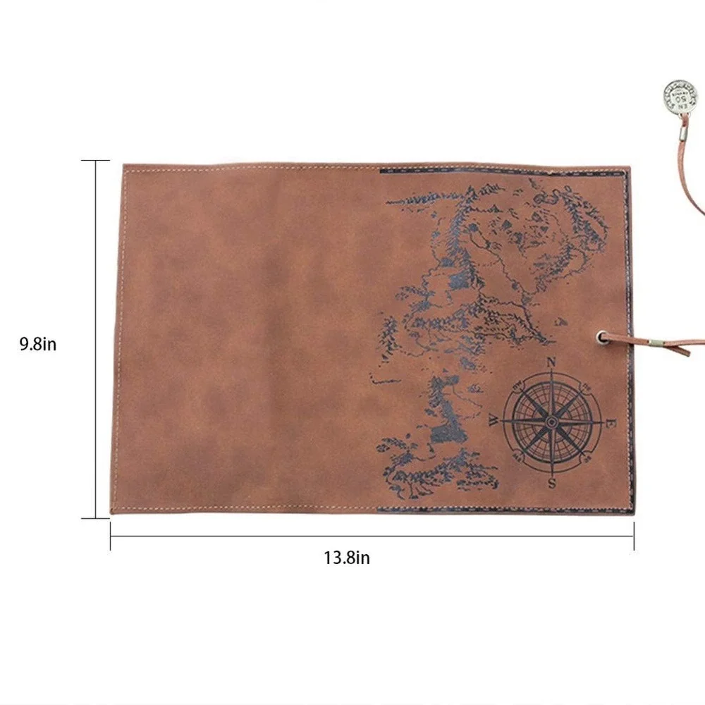 Retro Treasure Map Pencil Bag – PU Leather Look, Roll-Up Stationery Case
